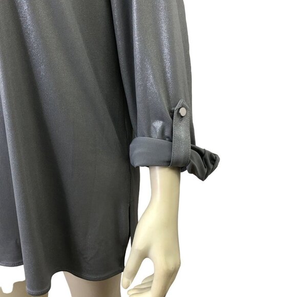 SLIM FACTOR $69 ROLL TAB SLEEVE BLOUSE L NEW WITH‎ TAG - Picture 4 of 7